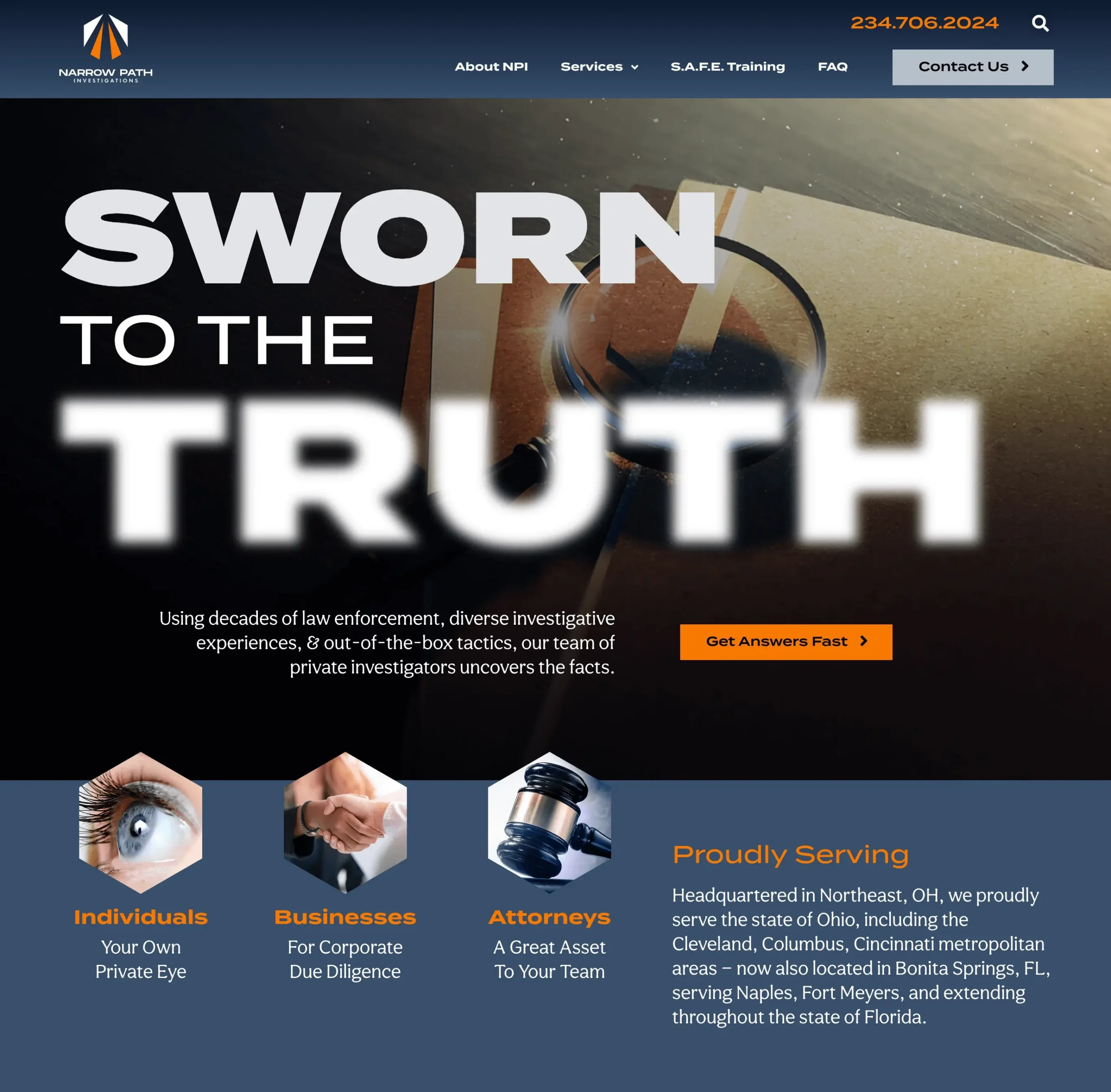 Narrow Path Investigations Marketing Message